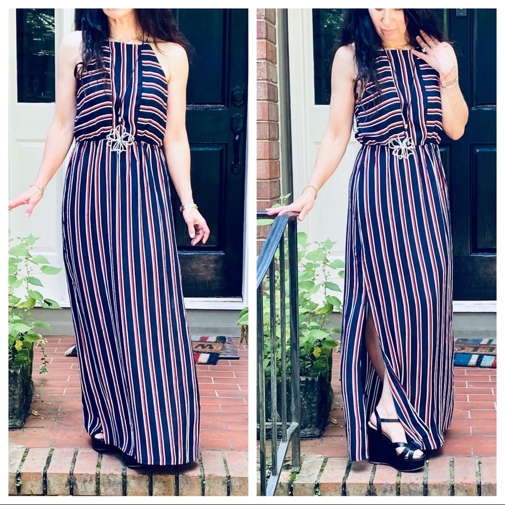 PRETTY MULTI STRIPES SIDE SLITS MAXI DRESS - Picture 2 of 10